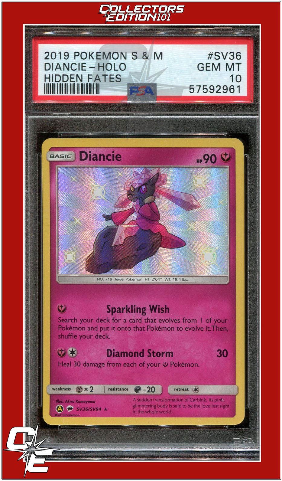 Hidden Fates SV36 Diancie Holo PSA 10