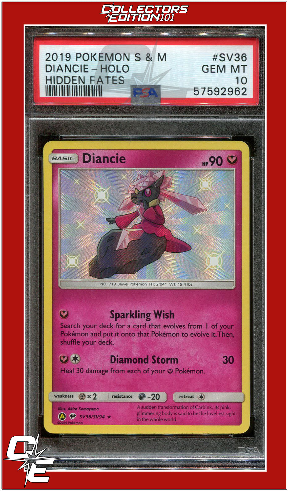 Hidden Fates SV36 Diancie Holo PSA 10