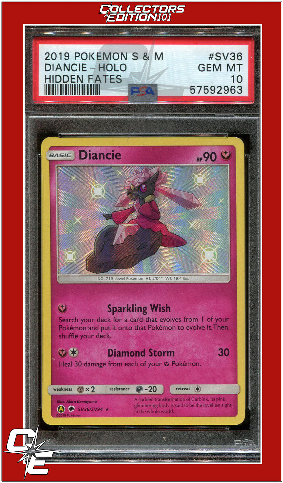 Hidden Fates SV36 Diancie Holo PSA 10