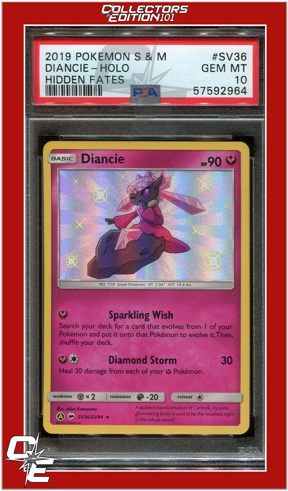 Hidden Fates SV36 Diancie Holo PSA 10