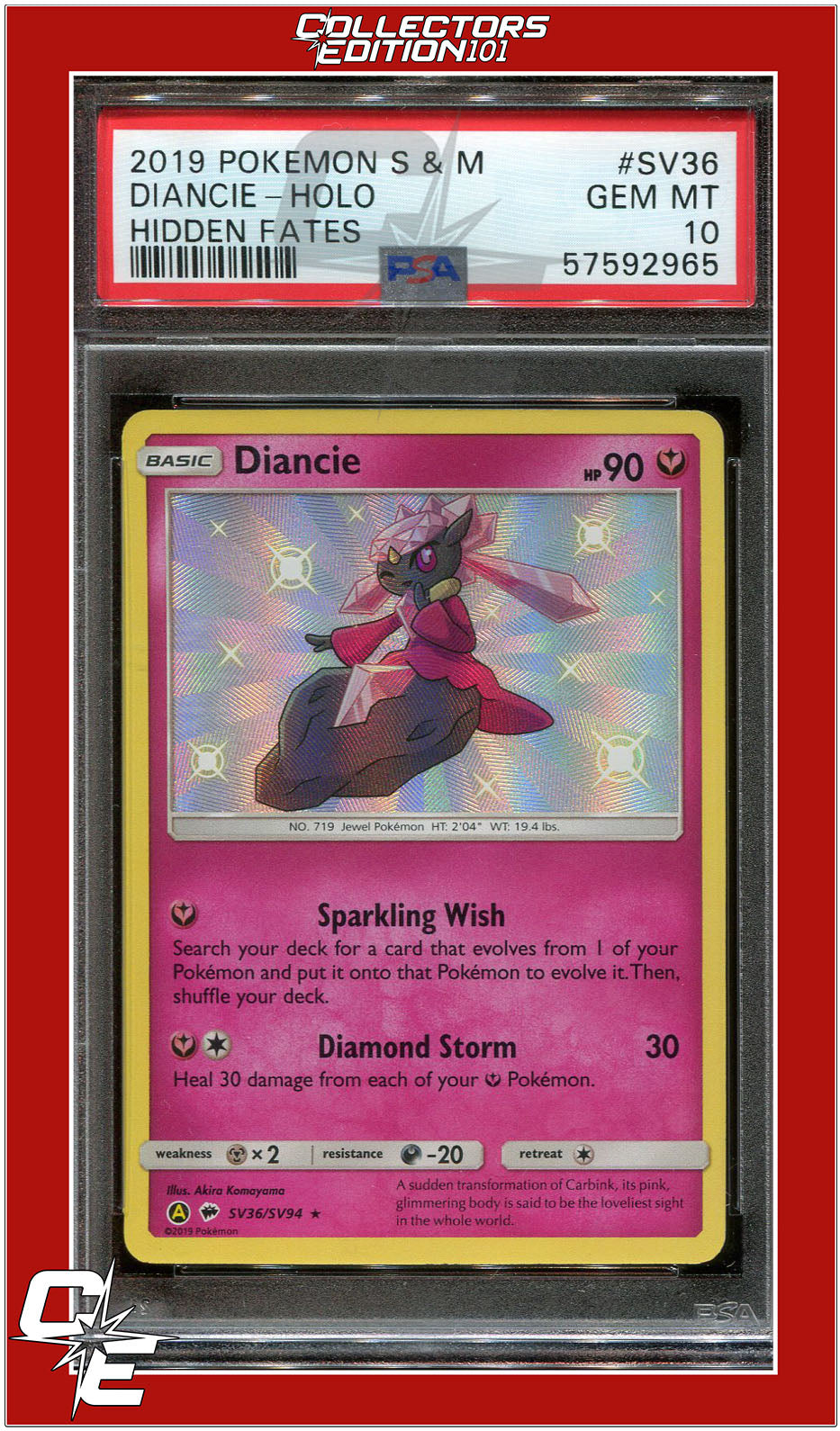 Hidden Fates SV36 Diancie Holo PSA 10