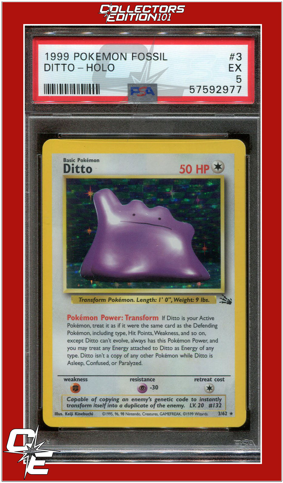 Fossil 3 Ditto Holo PSA 5