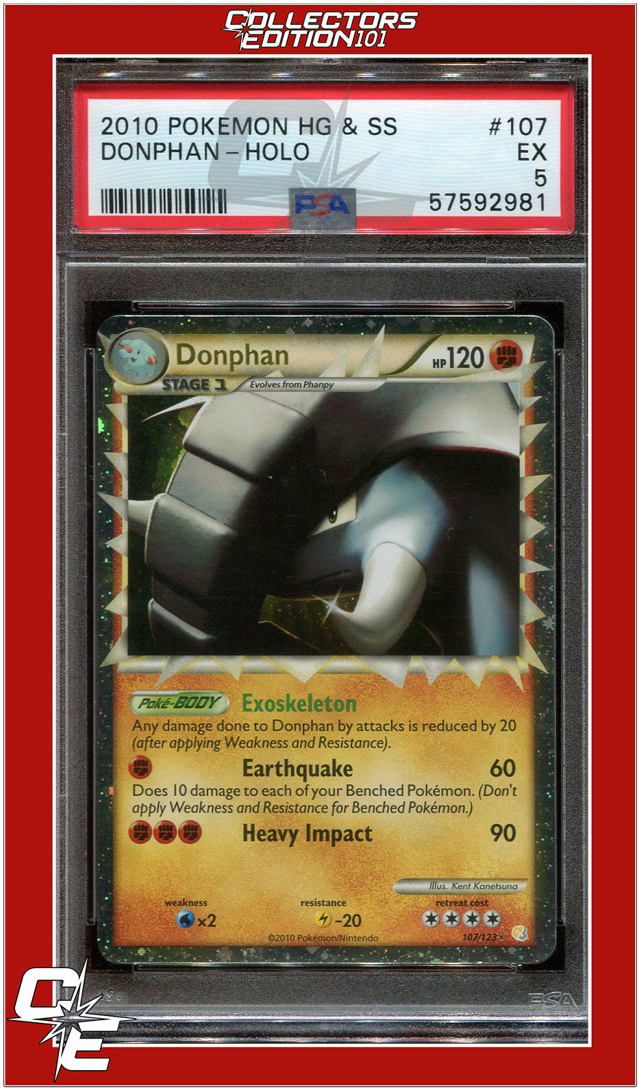 Heartgold & Soulsilver 107 Donphan Holo PSA 5