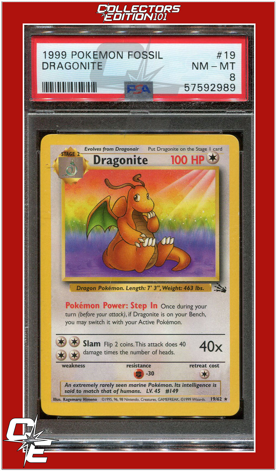 Fossil 19 Dragonite PSA 8