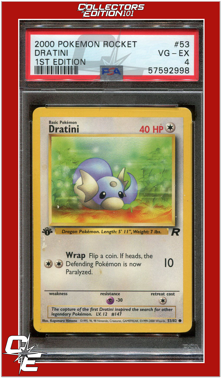 Team Rocket 53 Dratini 1st Edition PSA 4