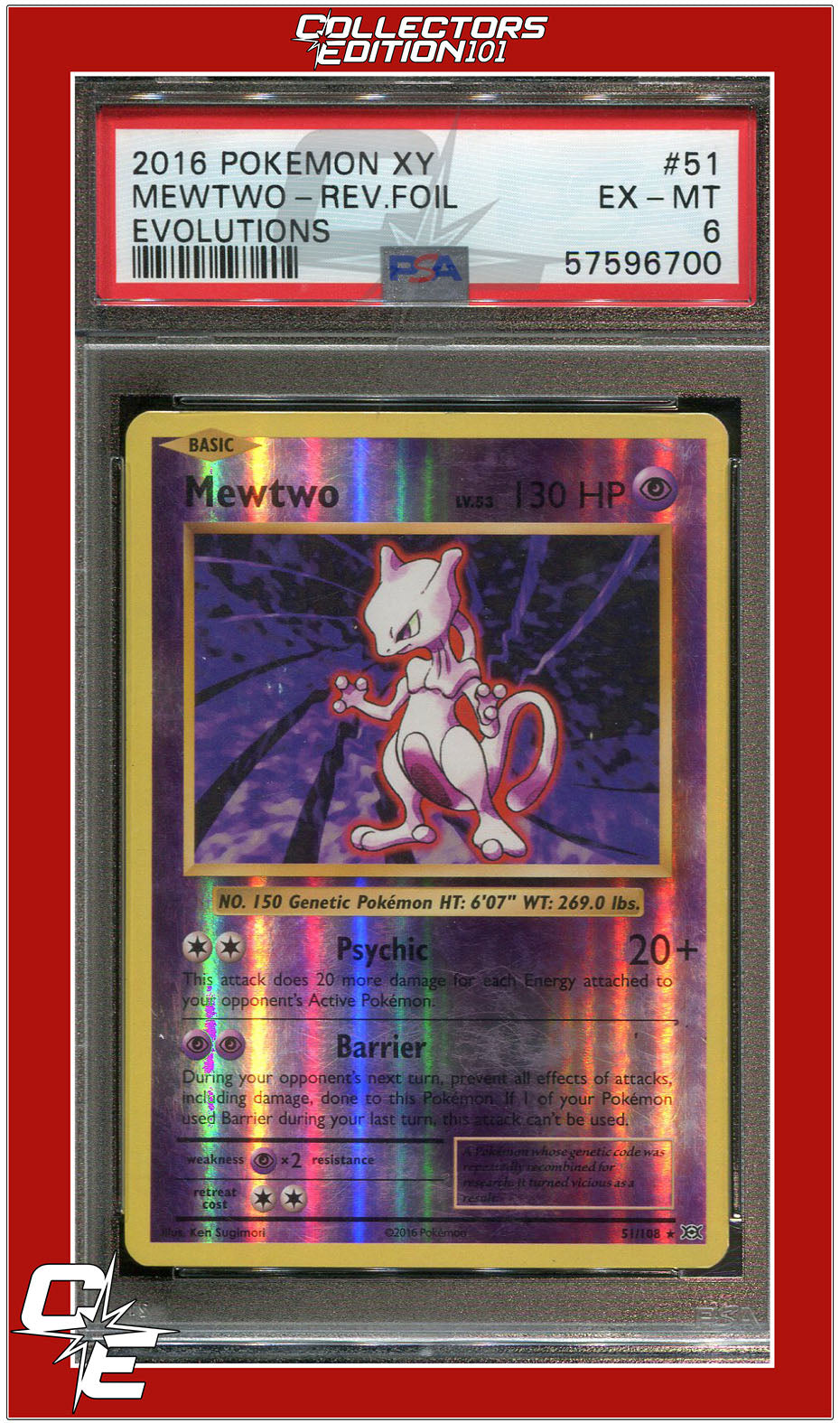 Evolutions 51 Mewtwo Reverse Foil PSA 6