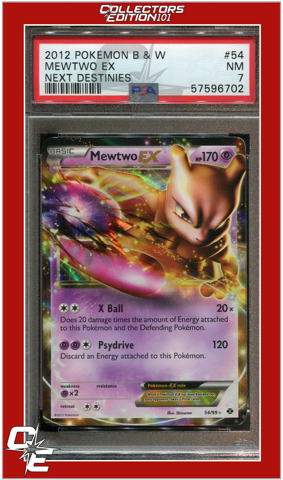 Next Destinies 54 Mewtwo EX PSA 7