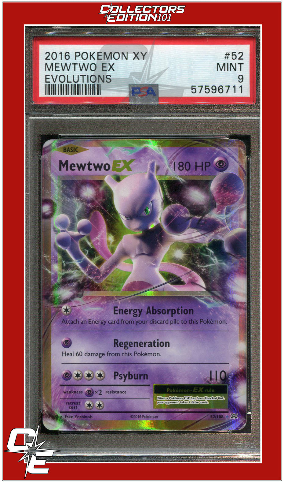 Evolutions 52 Mewtwo EX PSA 9