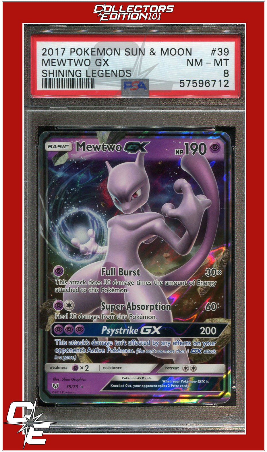 Shining Legends 39 Mewtwo GX PSA 8