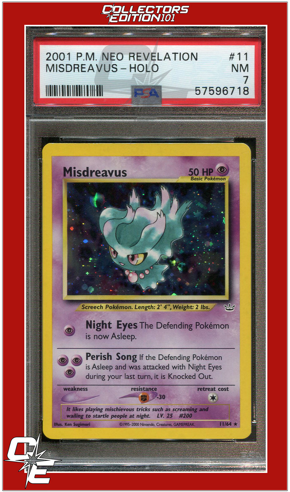 Neo Revelation 11 Misdreavus Holo PSA 7