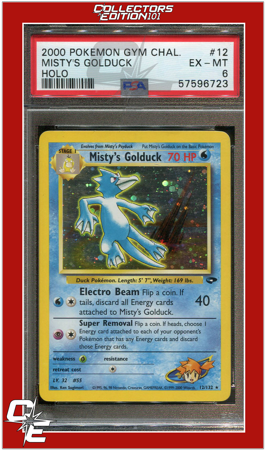 Gym Challenge 12 Misty's Golduck Holo PSA 6