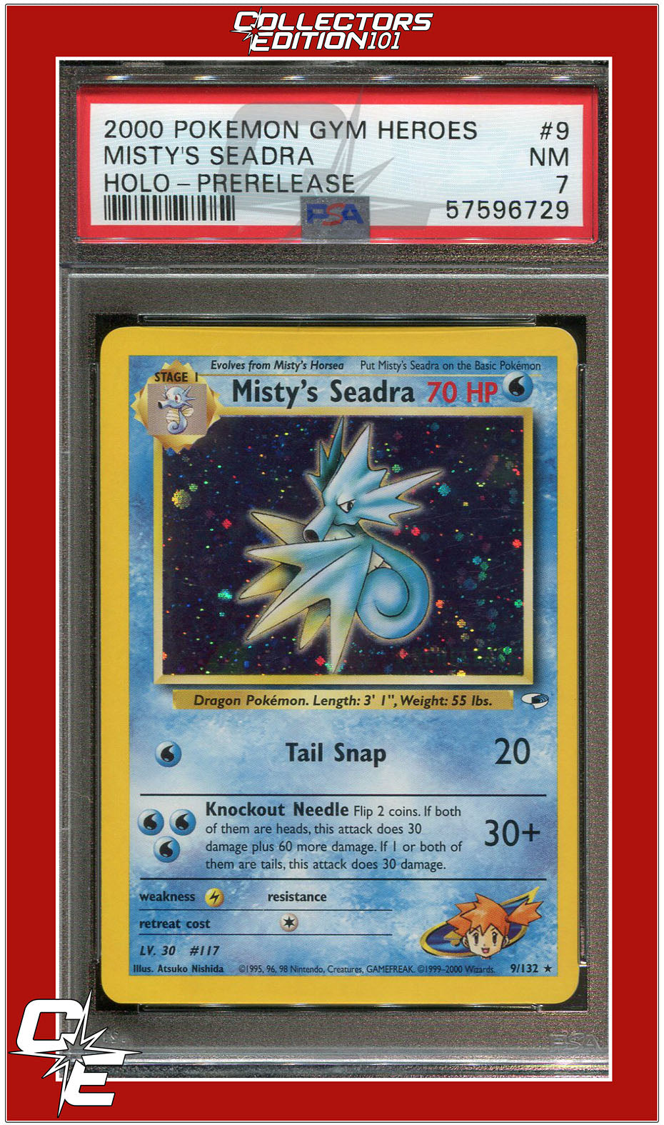 Pokemon Misty's Seadra 1st edition PSA 9 authentic