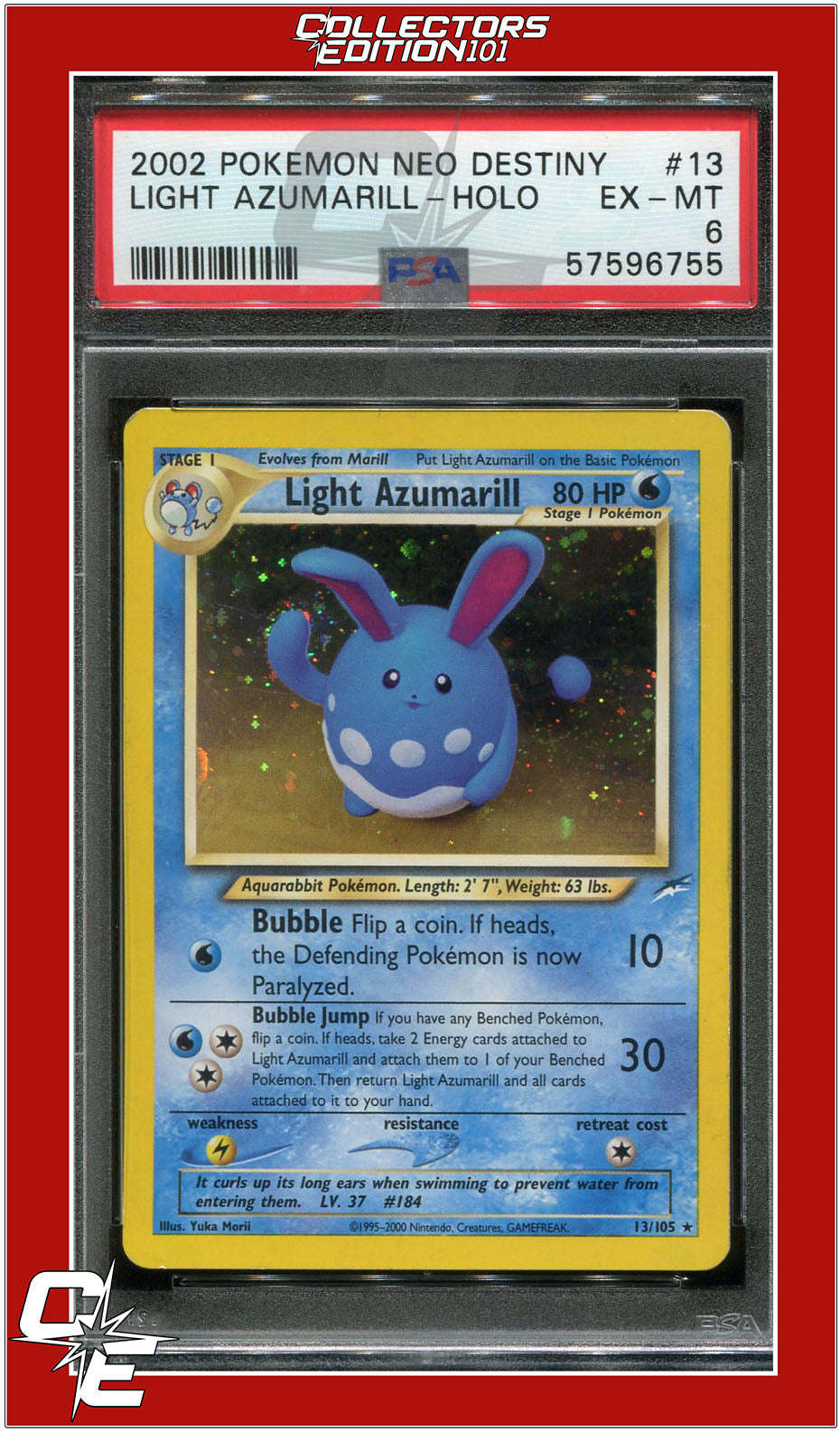 Neo Destiny 13 Light Azumarill Holo PSA 6