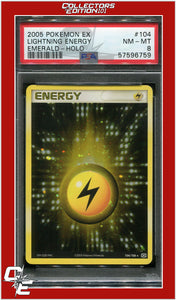 EX Emerald 104 Lightning Energy Holo PSA 8