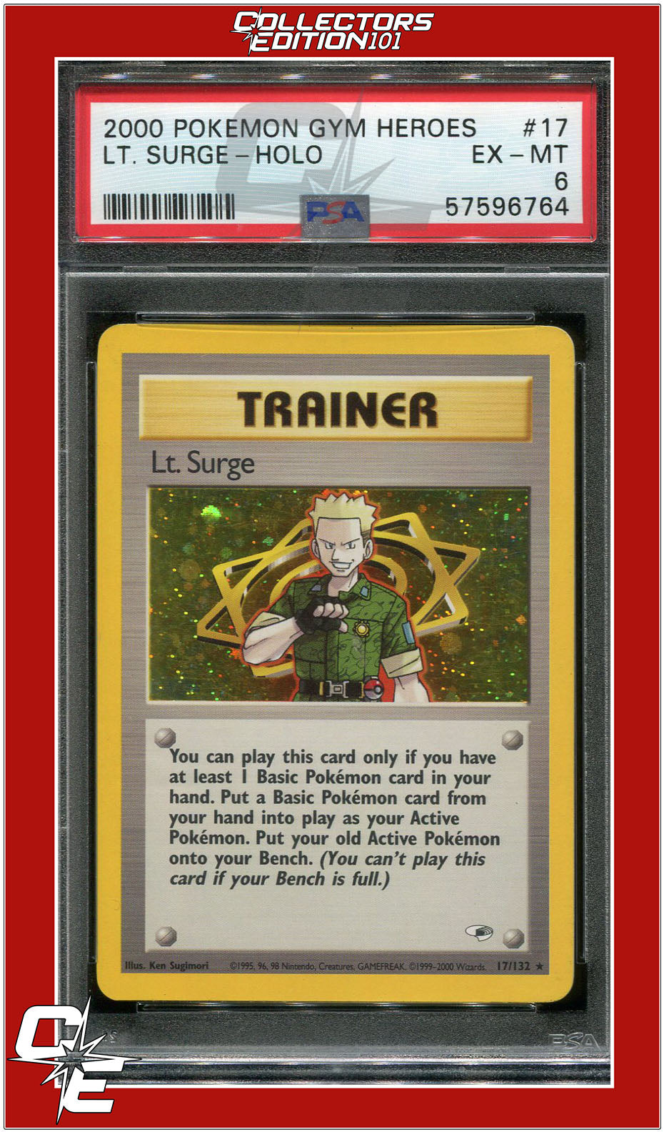 Gym Heroes 17 LT. Surge Holo PSA 6