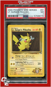 Gym Heroes 81 LT. Surge's Pikachu PSA 7