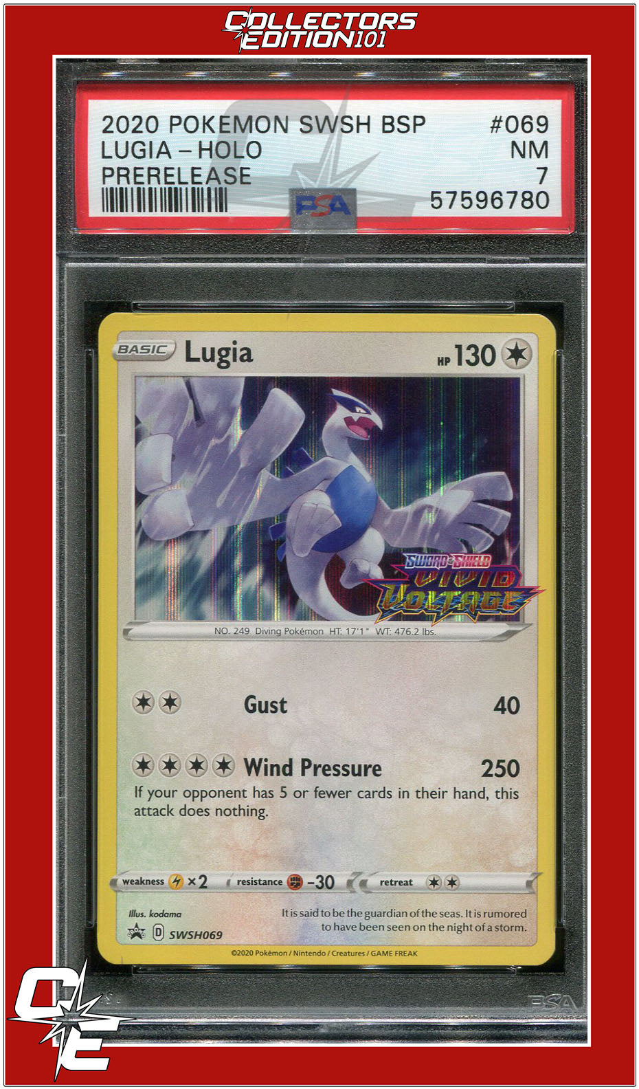 SWSH Black Star Promo 069 Lugia Holo Prerelease PSA 7