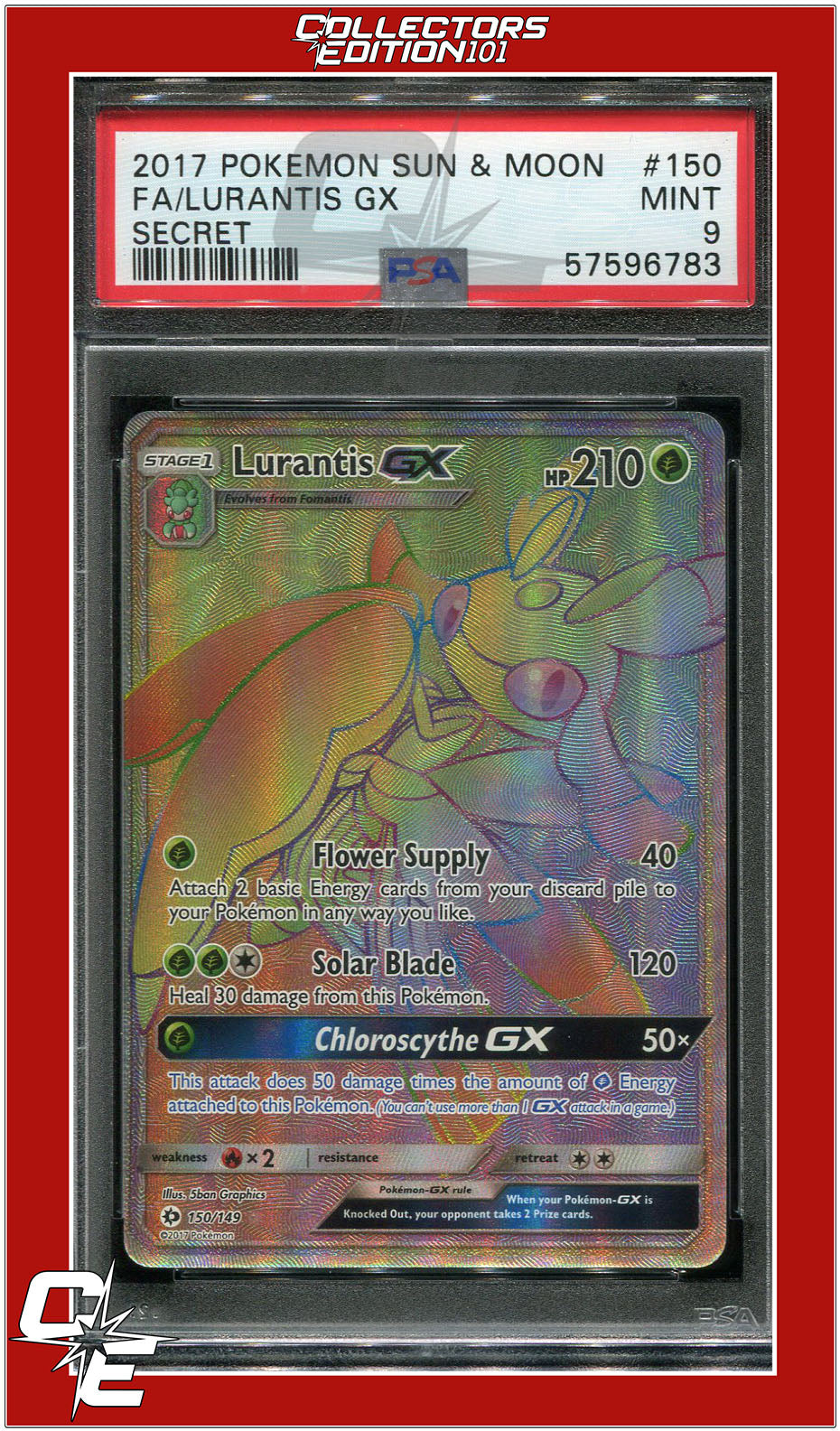 Sun & Moon 150 Full Art Lurantis GX Secret PSA 9