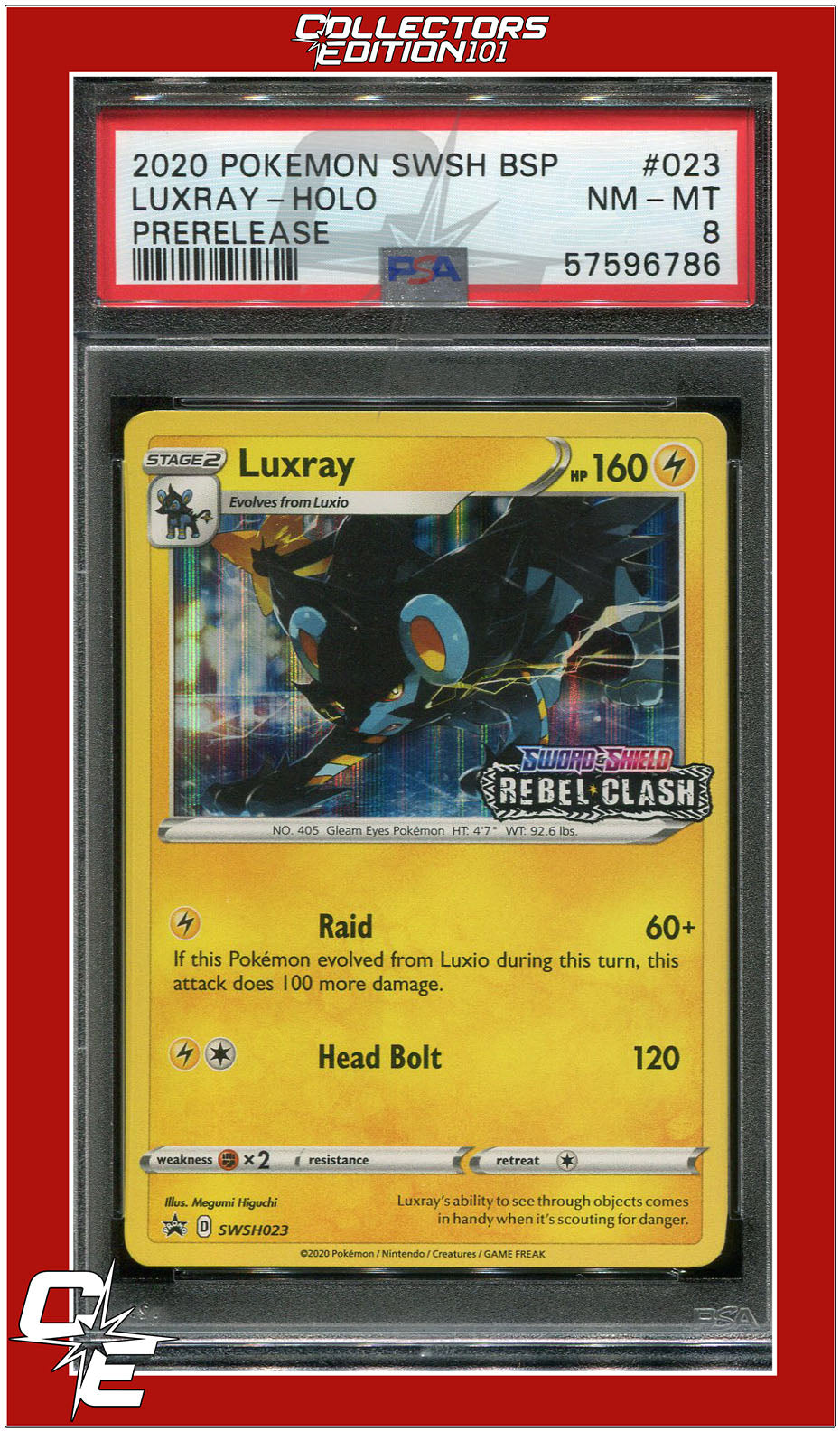 SWSH Black Star Promo 023 Luxray Holo Prerelease PSA 8