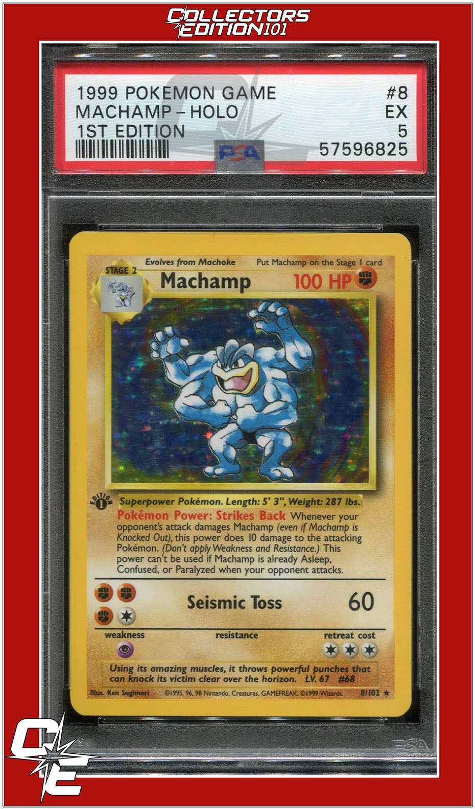 Base Set 8 Machamp Holo 1st Edition PSA 5