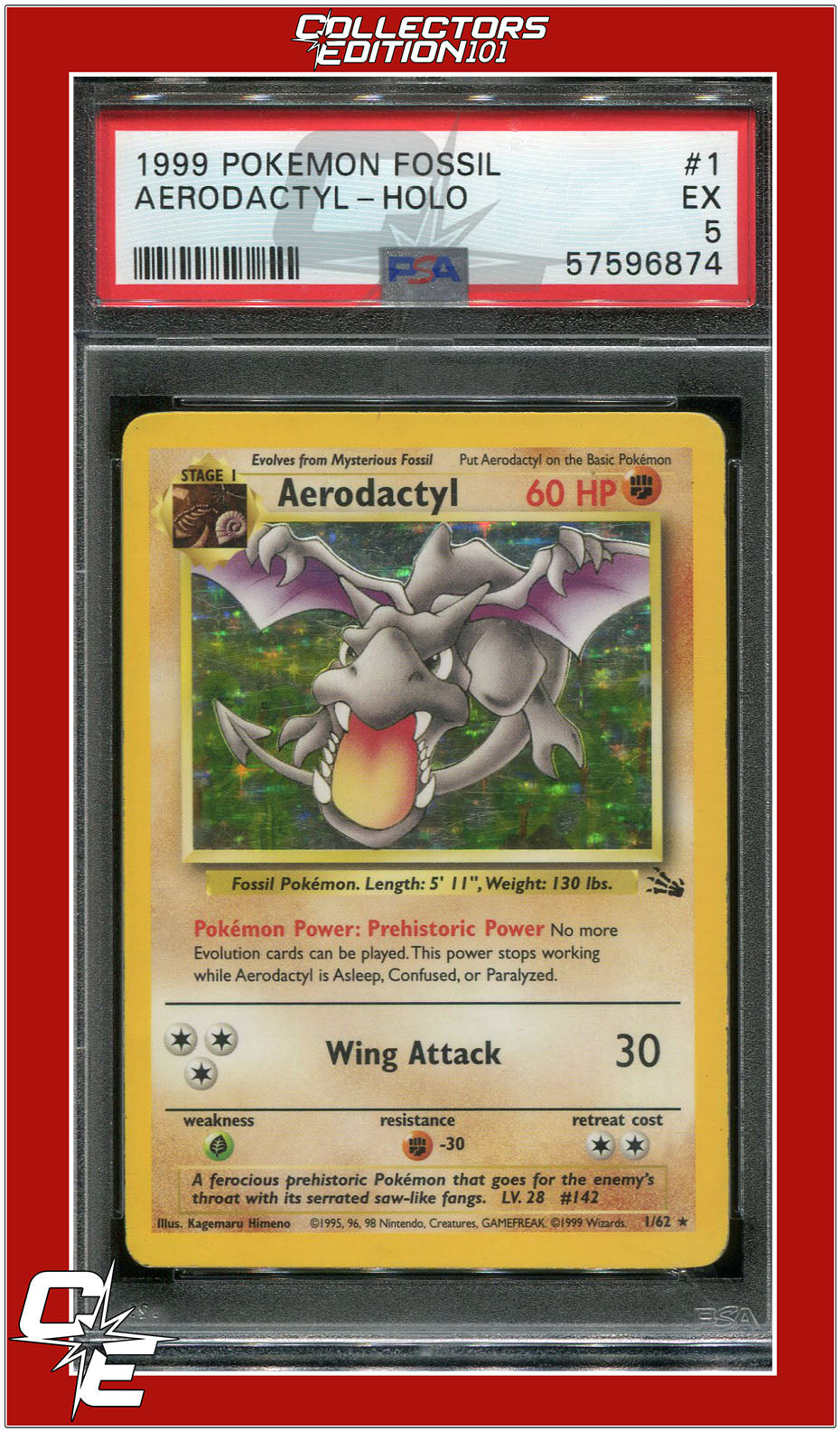 Fossil 1 Aerodactyl Holo PSA 5