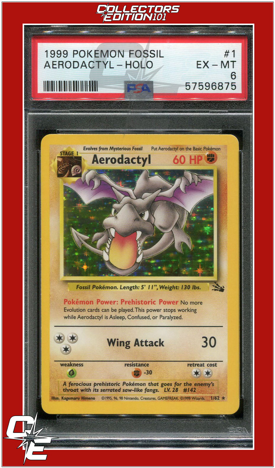 Fossil 1 Aerodactyl Holo PSA 6