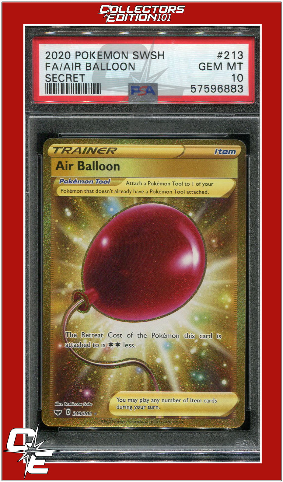 Sword & Shield 213 Full Art Air Balloon Secret PSA 10