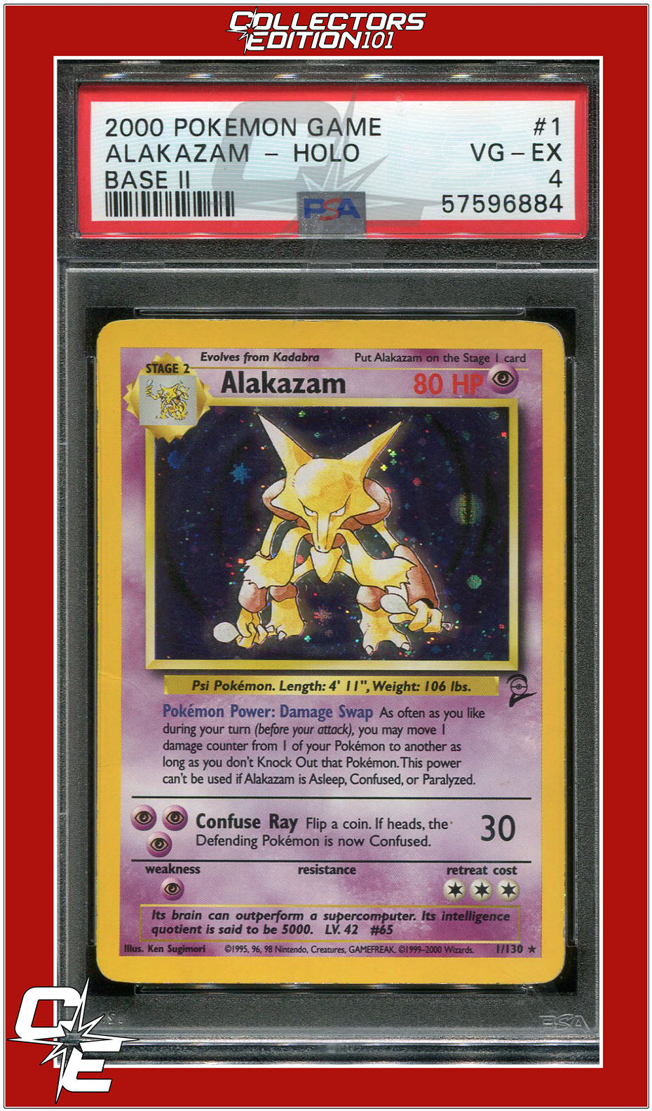 Base Set II 1 Alakazam Holo PSA 4