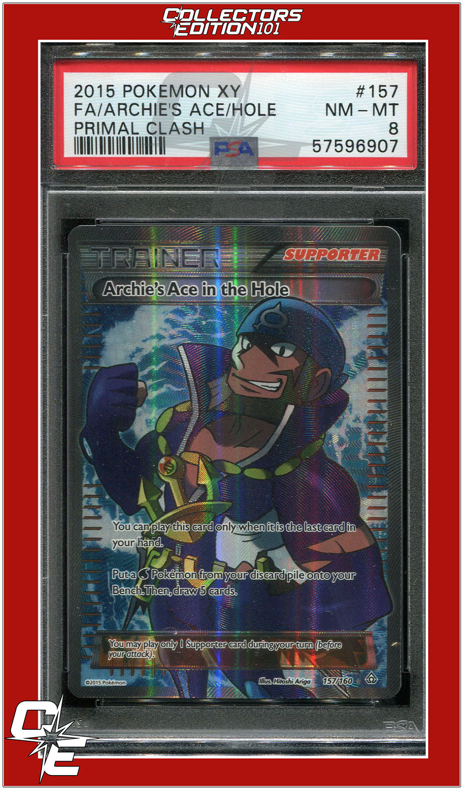 Primal Clash 157 Full Art Archie's Ace in the Hole PSA 8