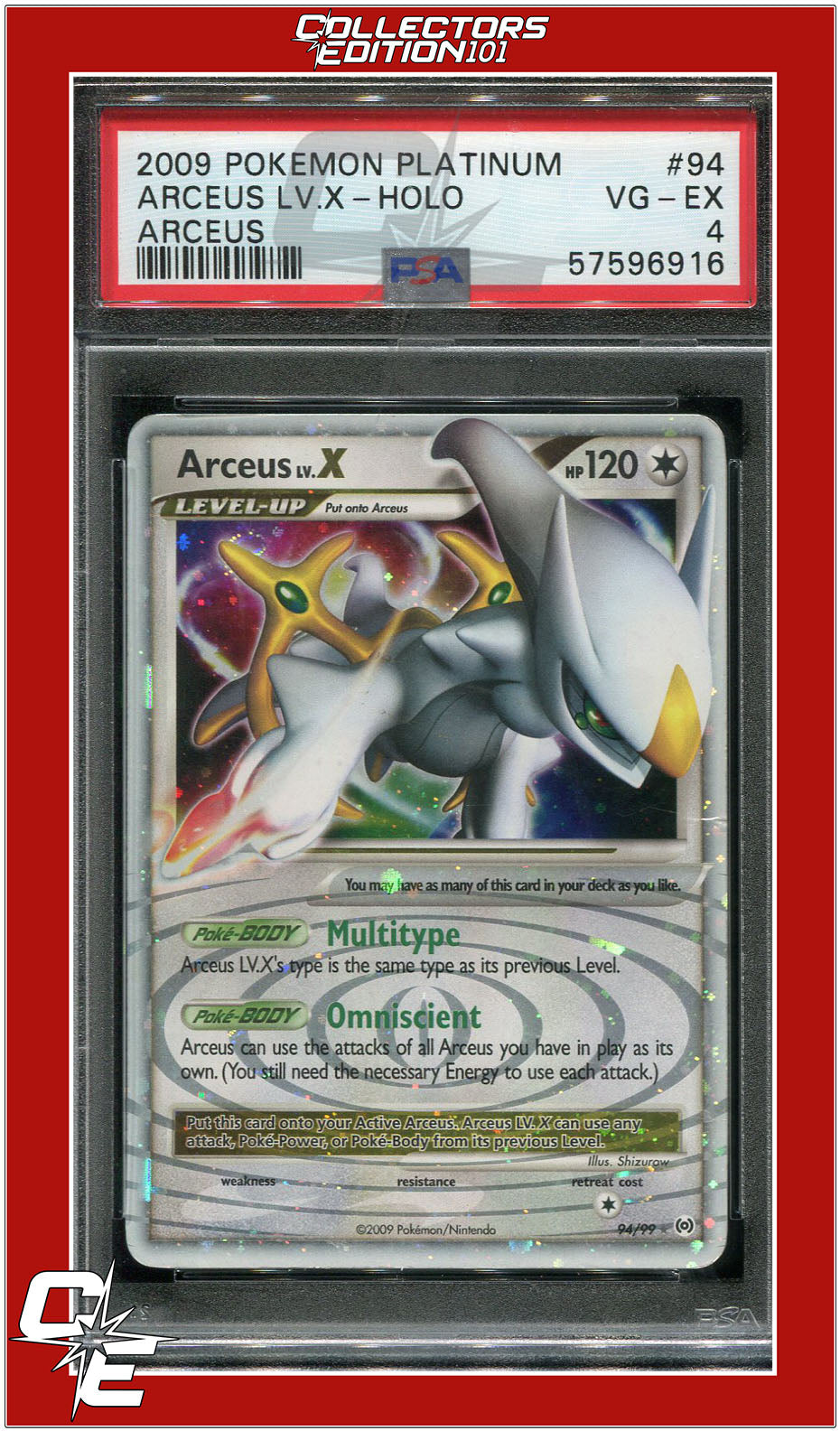 Arceus 94 Arceus LV.X Holo PSA 4