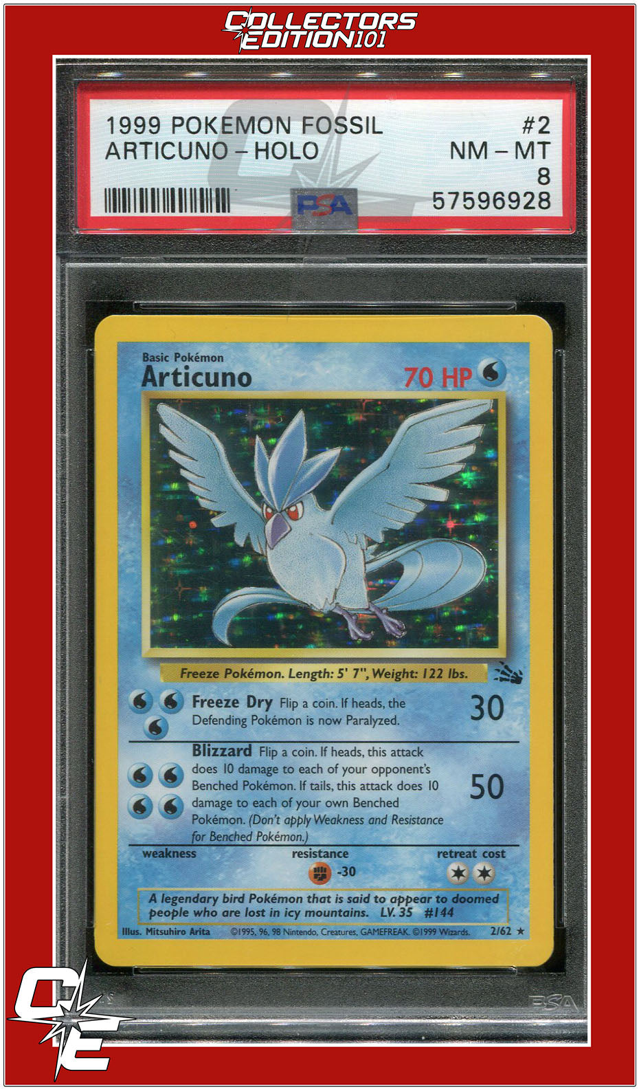 Fossil 2 Articuno Holo PSA 8