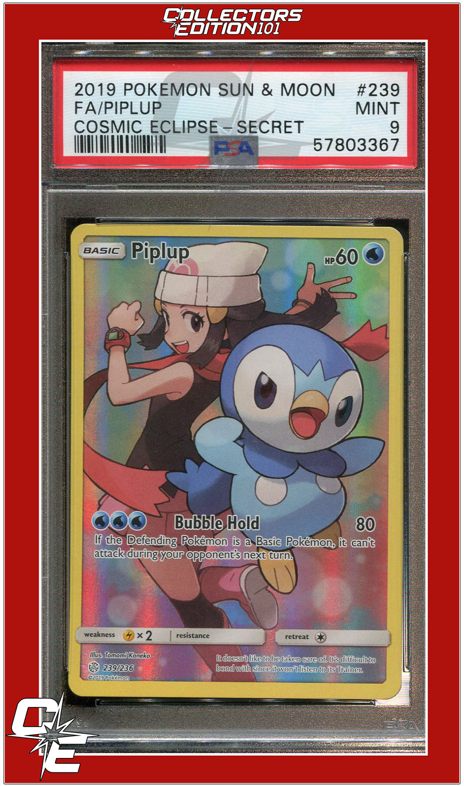 Cosmic Eclipse 239 Full Art Piplup Secret PSA 9