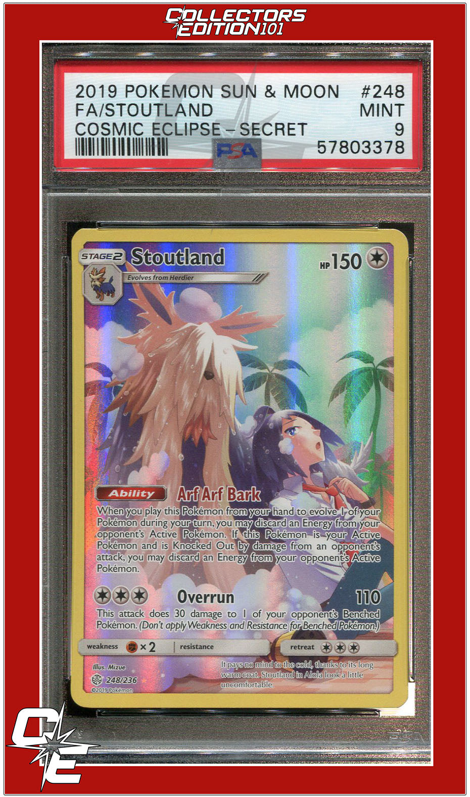 Cosmic Eclipse 248 Full Art Stoutland Secret PSA 9