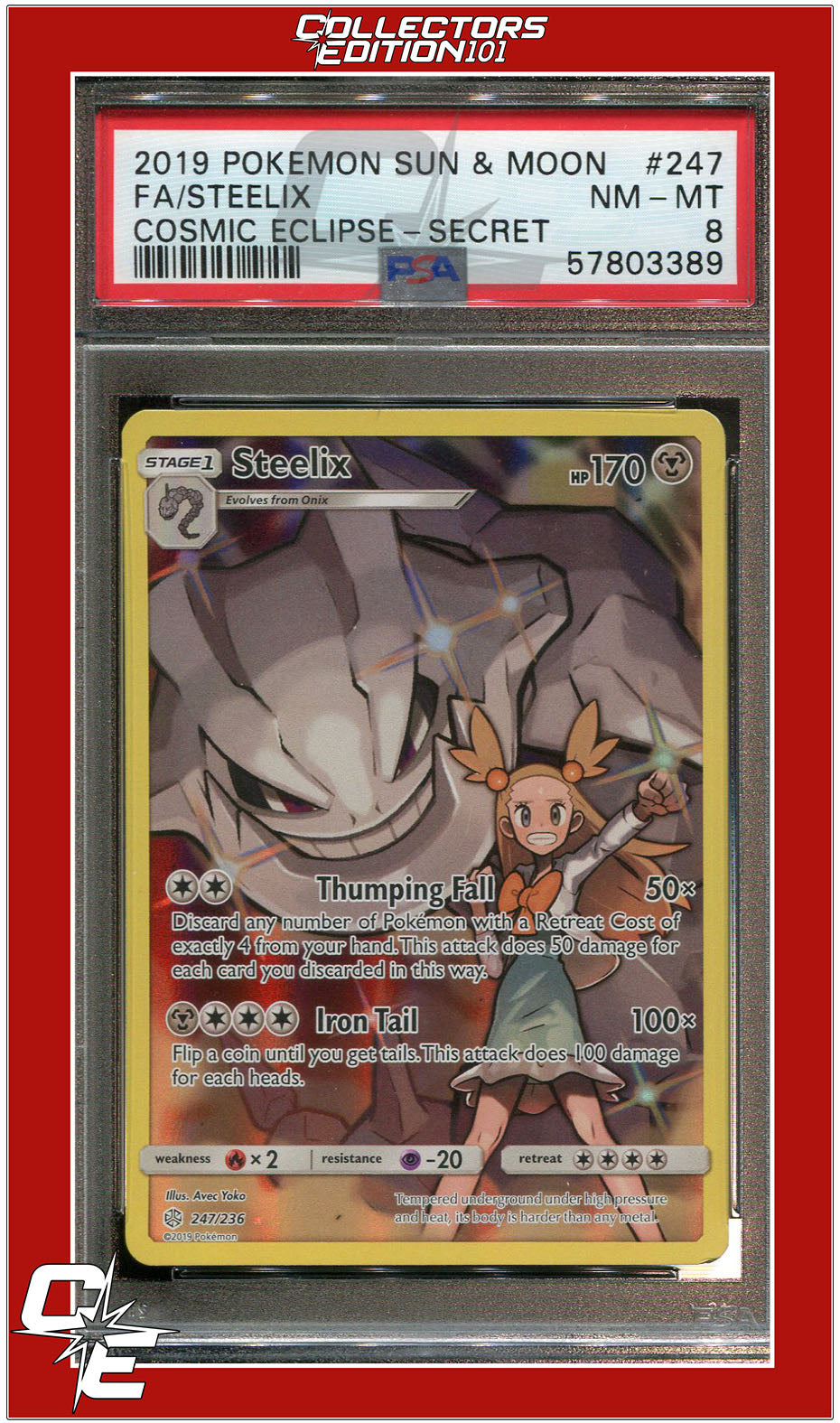 Cosmic Eclipse 247 Full Art Steelix Secret PSA 8