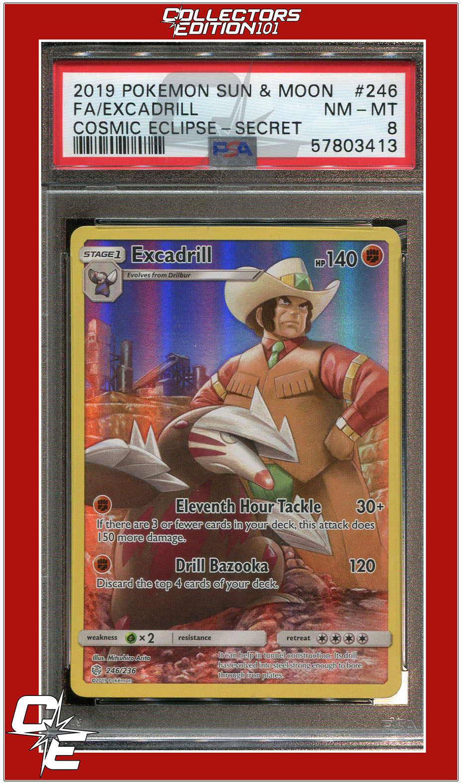 Cosmic Eclipse 246 Full Art Excadrill Secret PSA 8