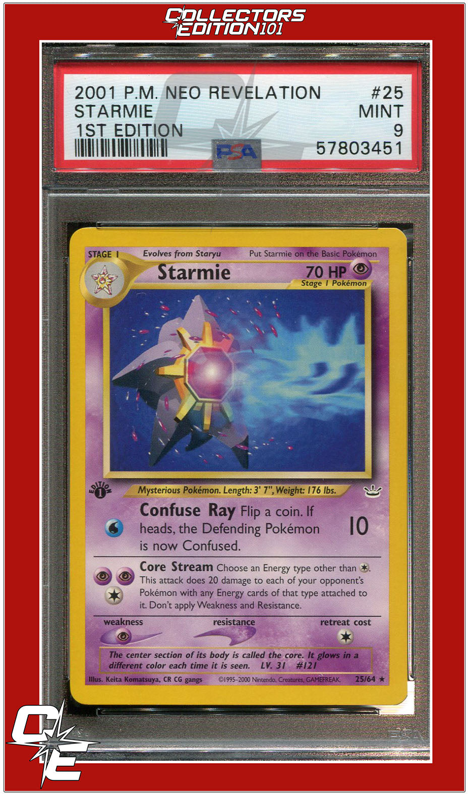 Neo Revelation 1st Edition 25 Starmie PSA 9