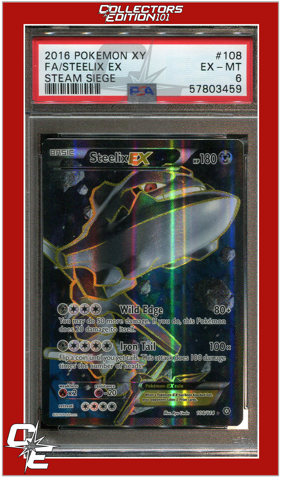 Steam Siege 108 Full Art Steelix EX PSA 6