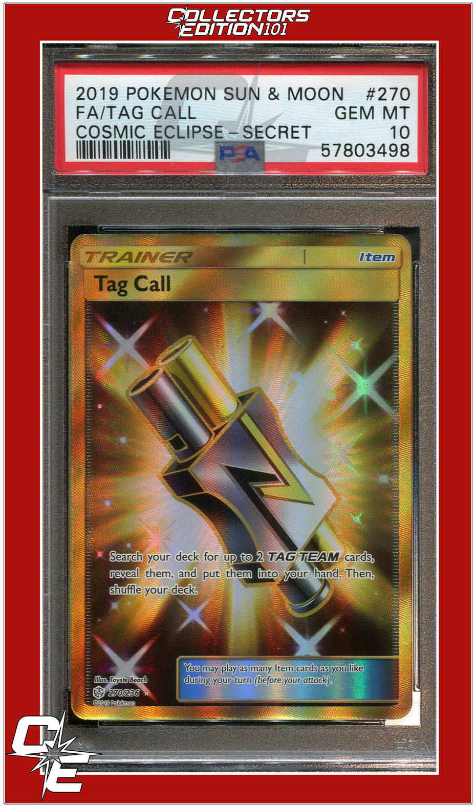 Cosmic Eclipse 270 Full Art Tag Call Secret PSA 10