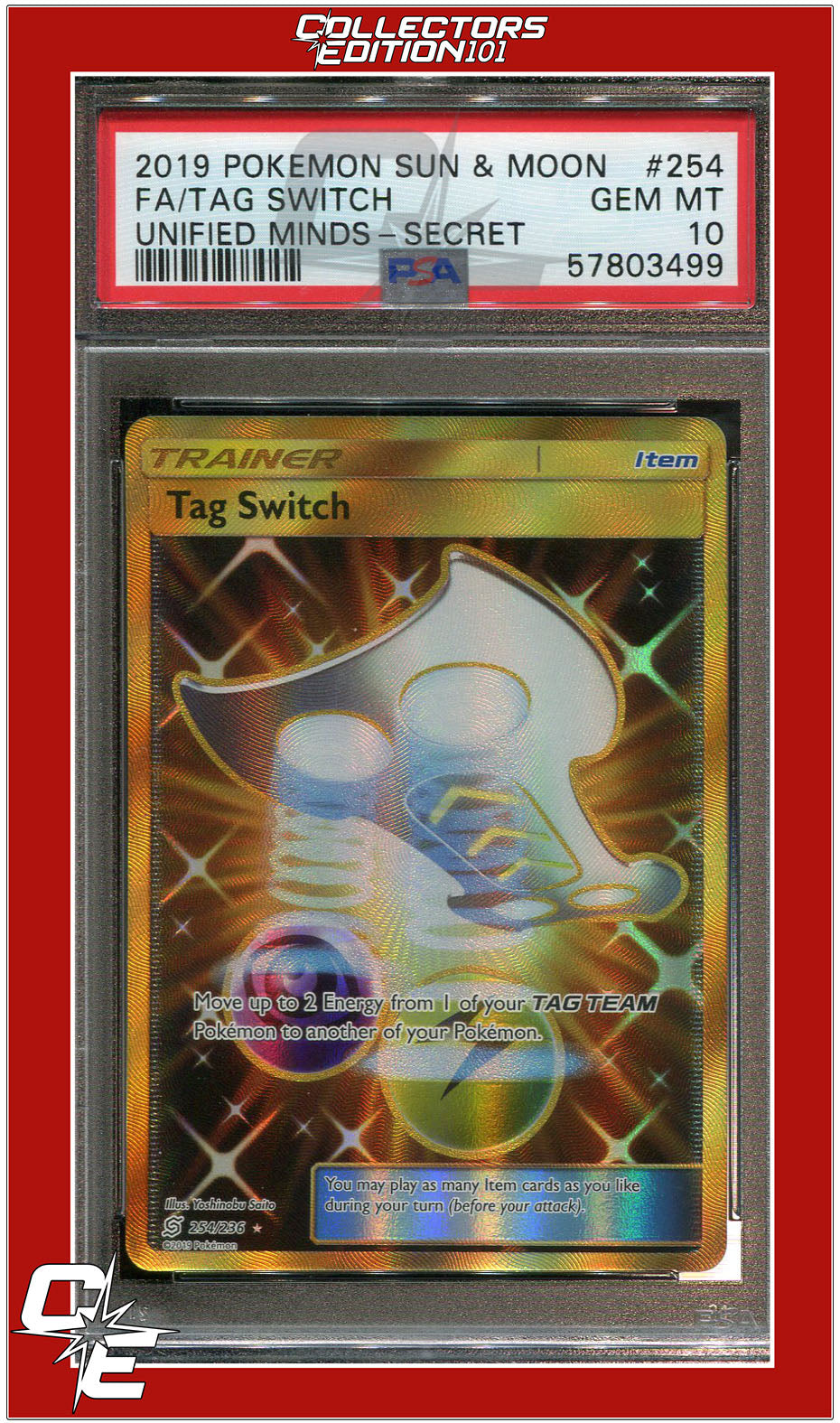 Unified Minds 254 Full Art Tag Switch Secret PSA 10