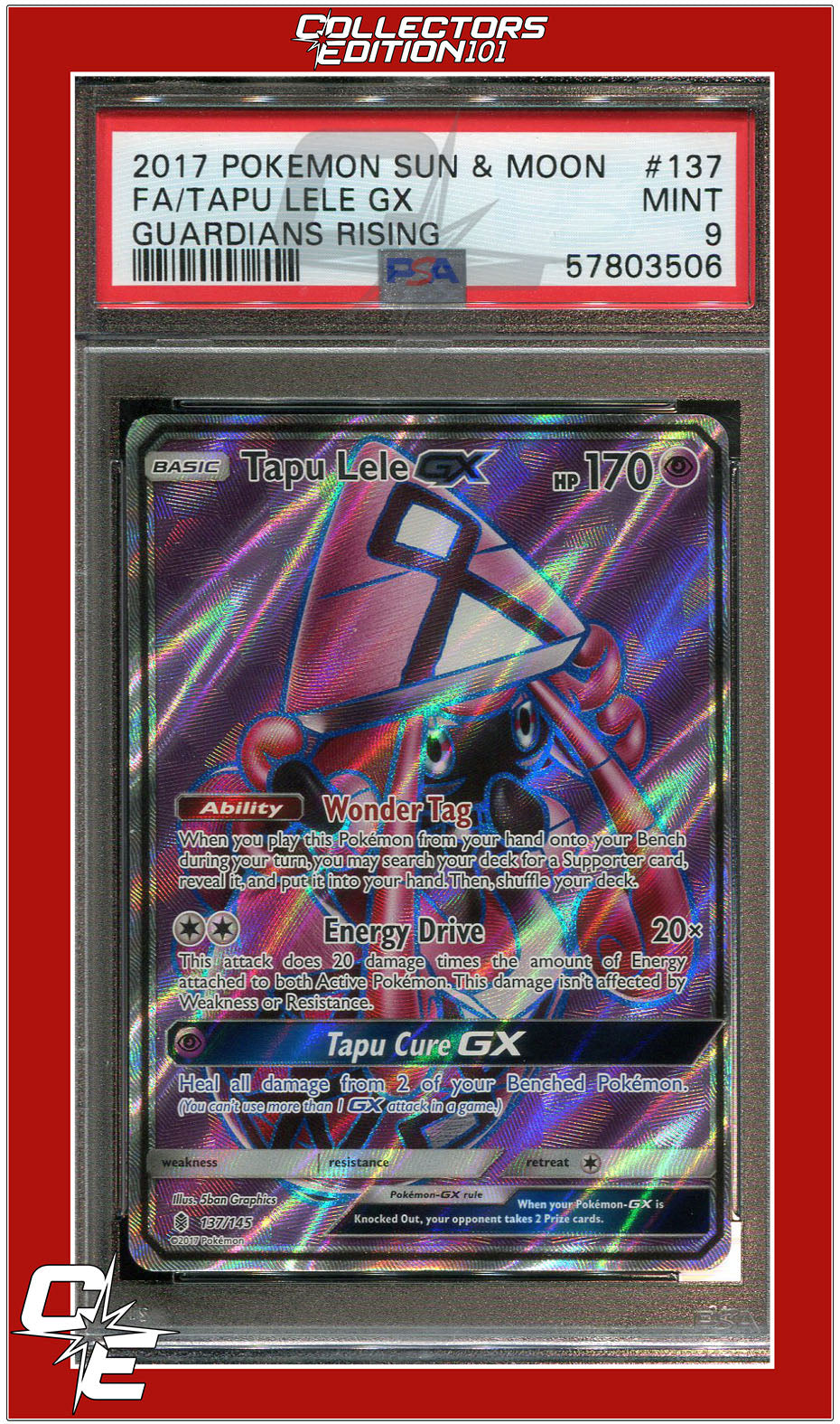Guardians Rising 137 Full Art Tapu Lele GX PSA 9 | Collectors