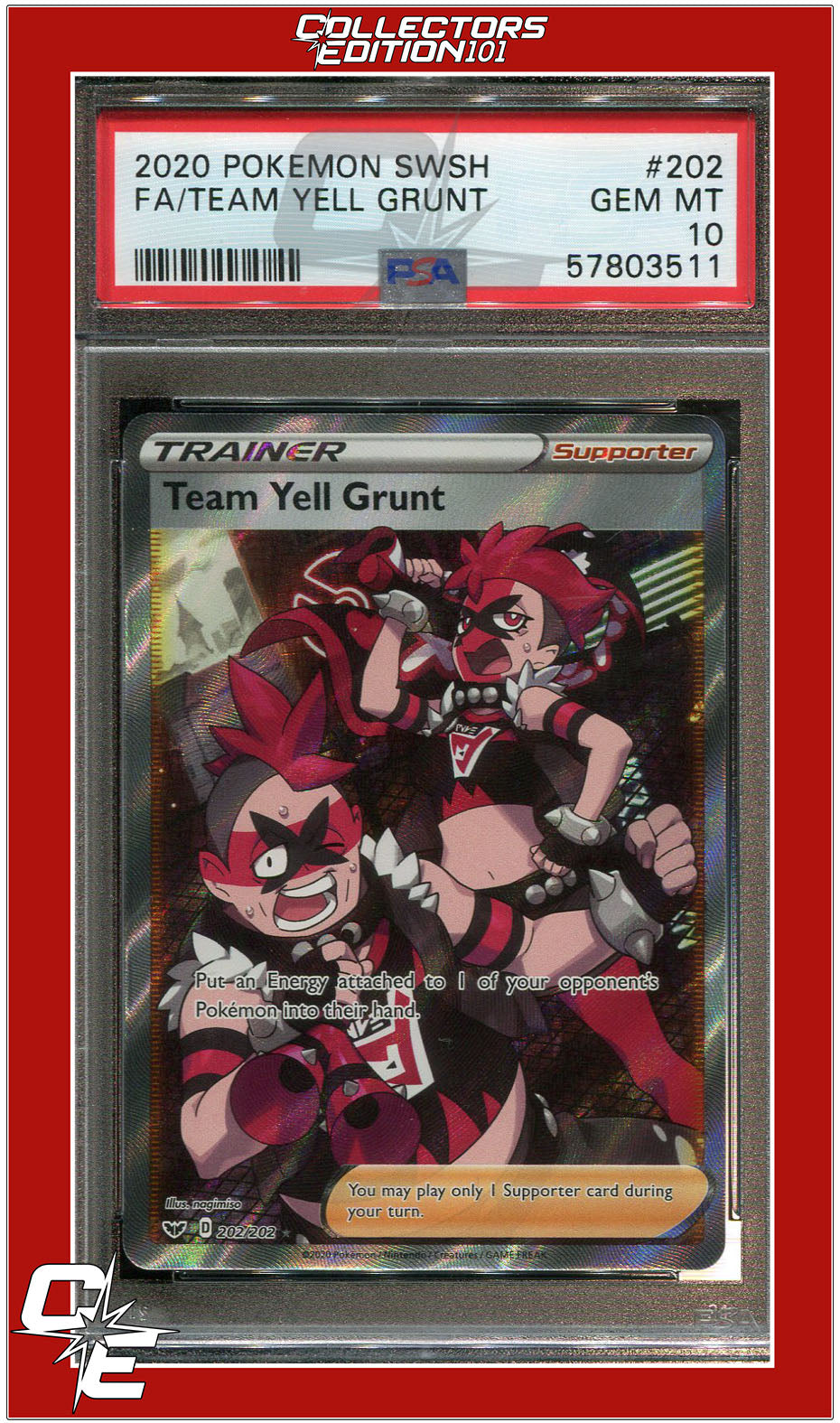 Sword & Shield 202 Full Art Team Yell Grunt PSA 10