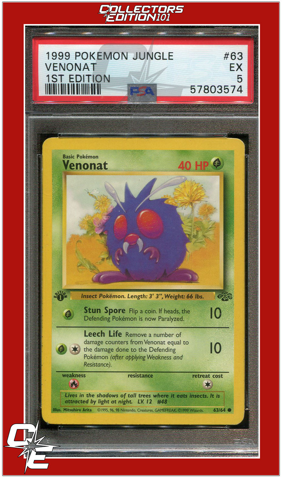 Jungle 63 Venonat 1st Edition PSA 5