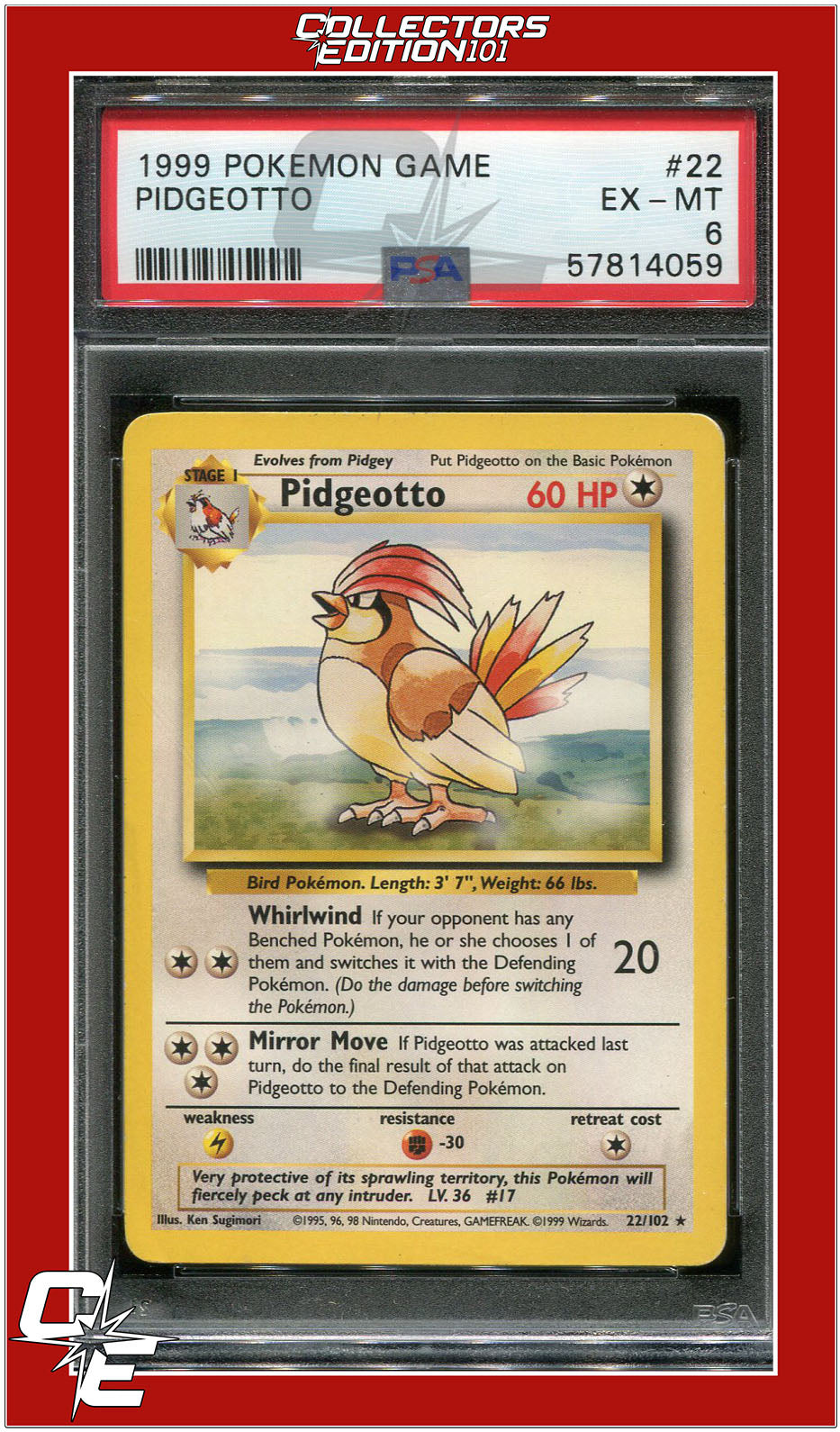 Base Set 22 Pidgeotto PSA 6