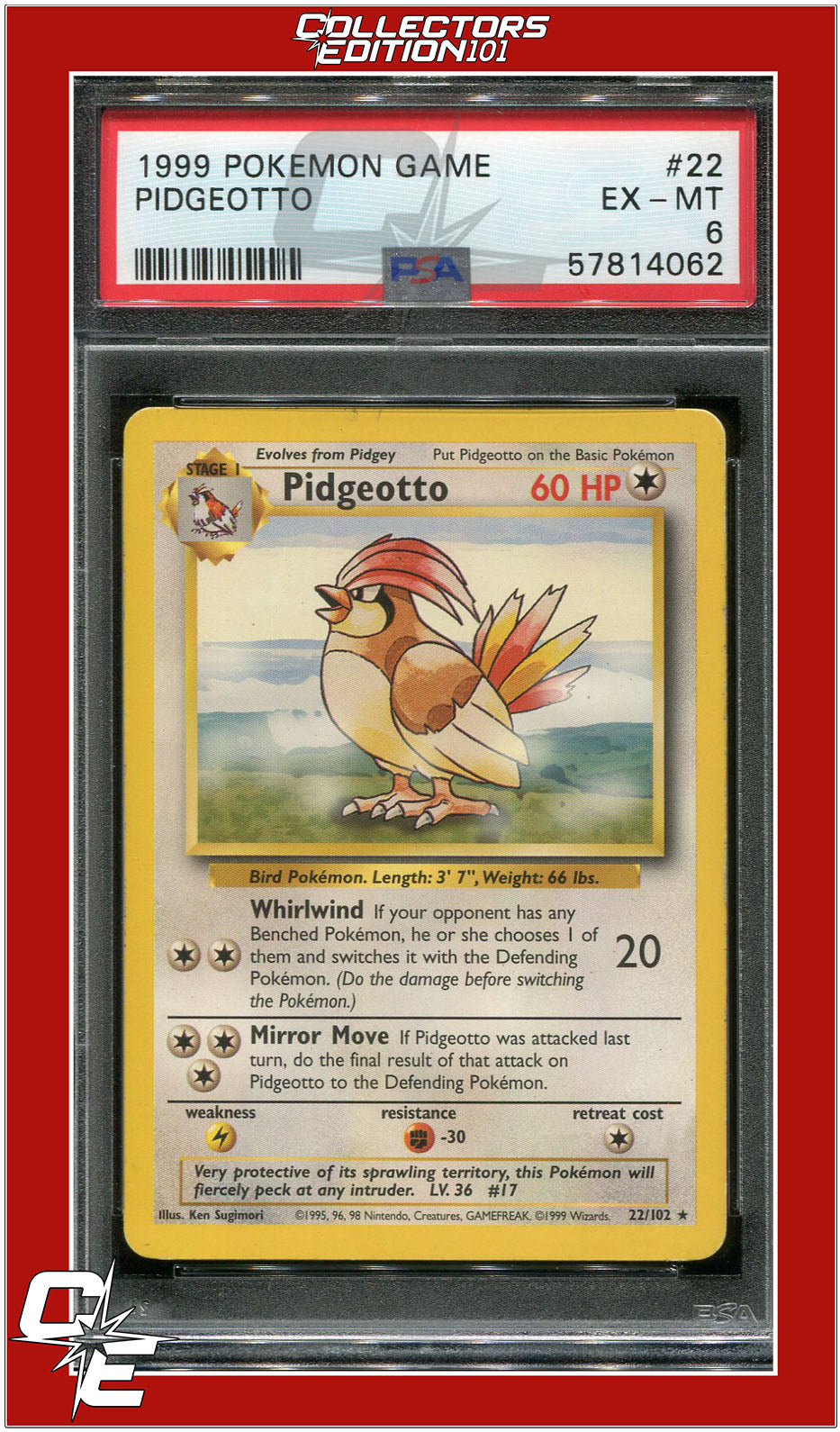 Base Set 22 Pidgeotto PSA 6