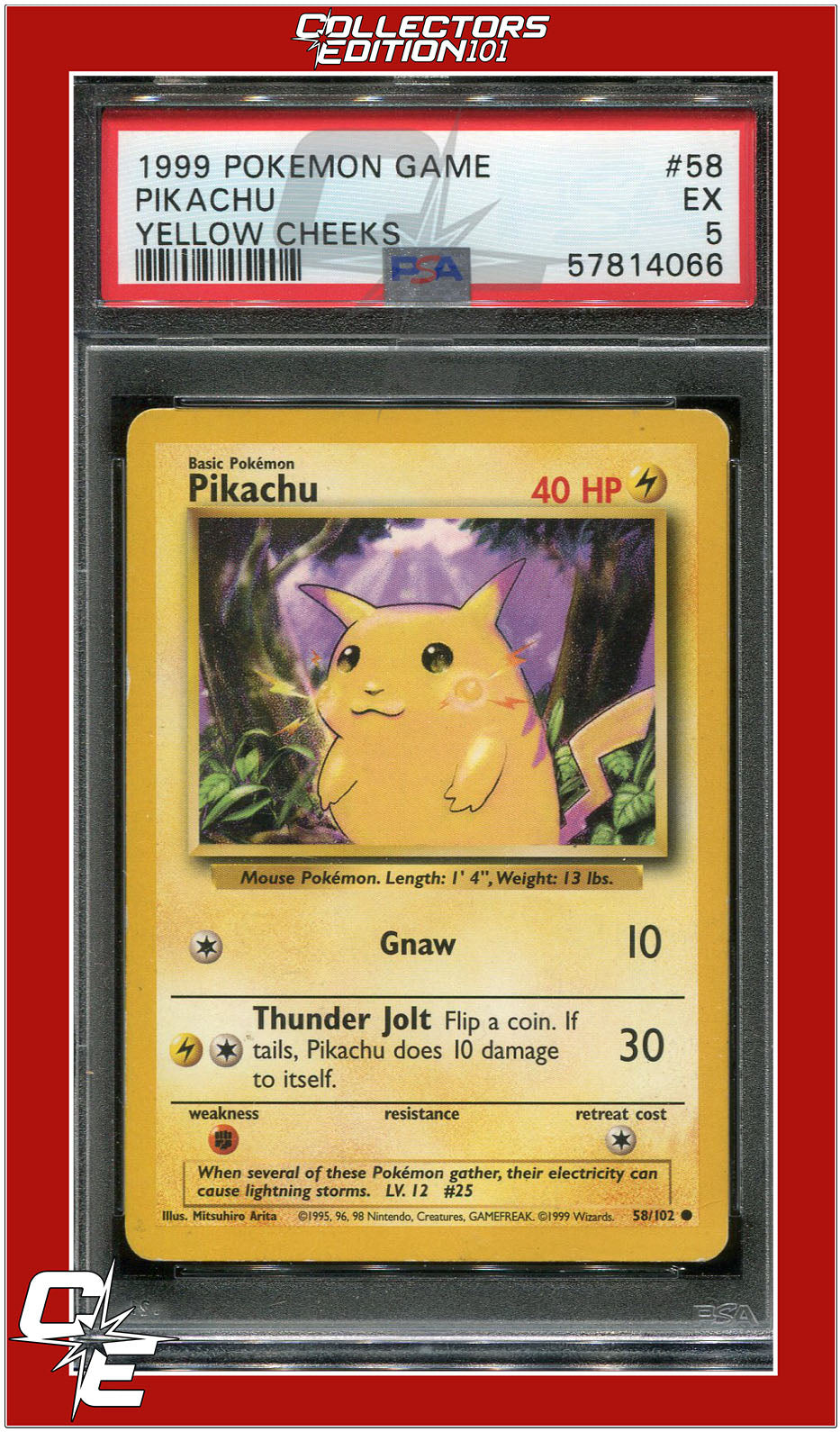 Base Set 58 Pikachu Yellow Cheeks PSA 5