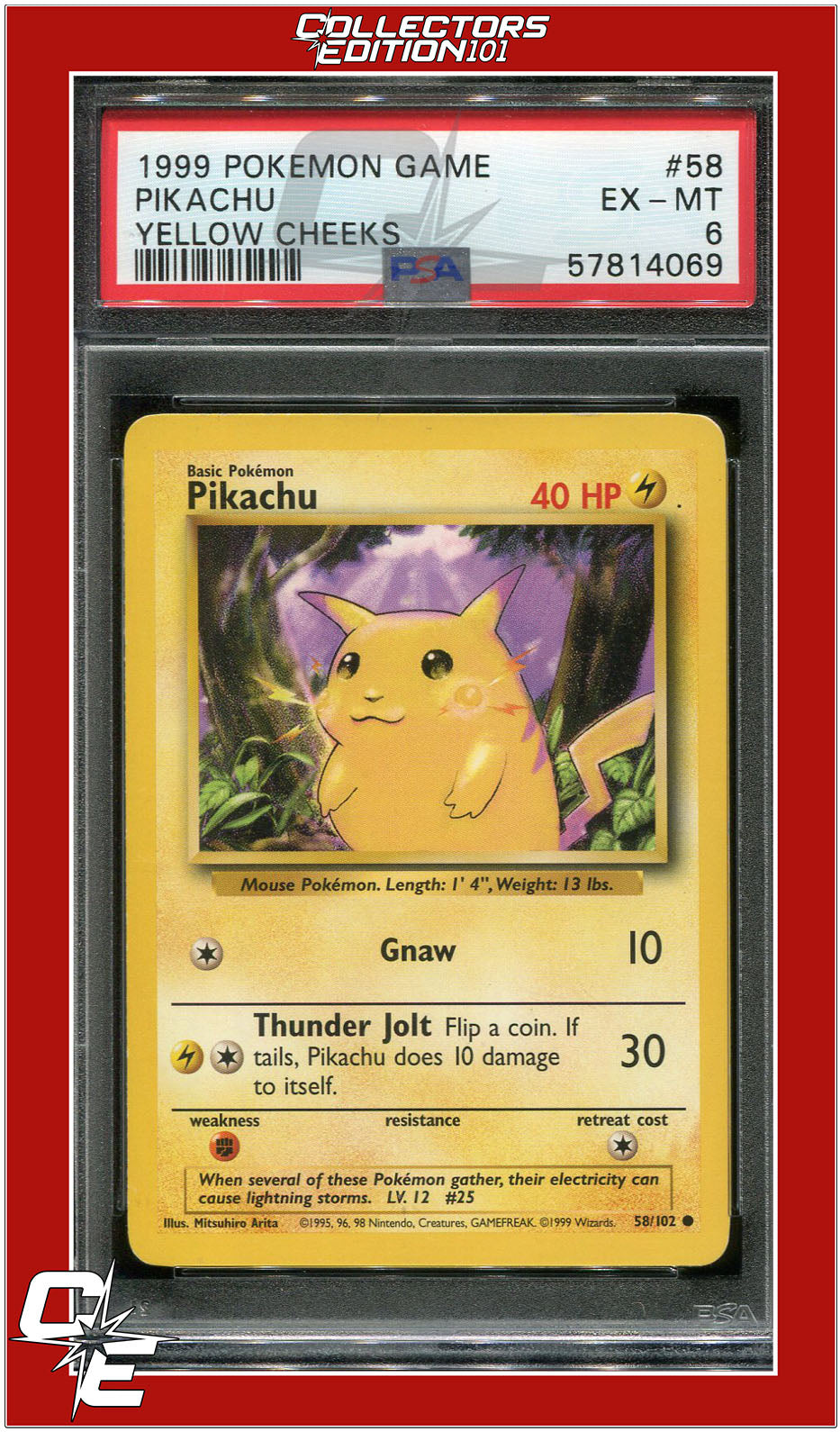 Base Set 58 Pikachu Yellow Cheeks PSA 6