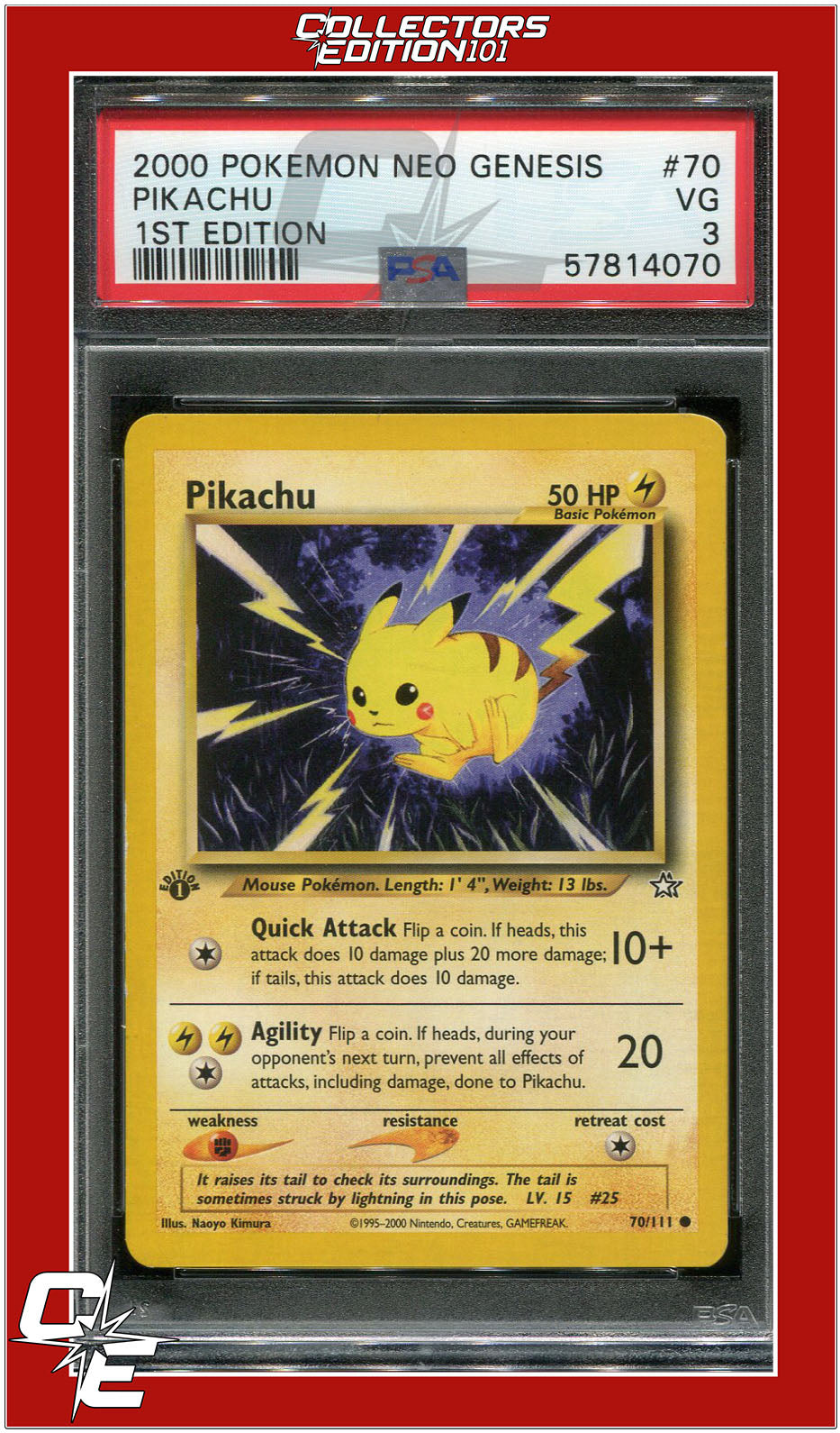 Neo Genesis 1st Edition 70 Pikachu PSA 3