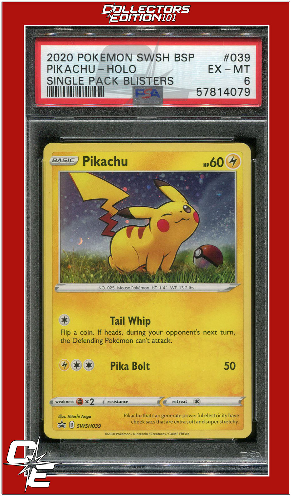 SWSH Black Star Promo 039 Pikachu Holo PSA 6