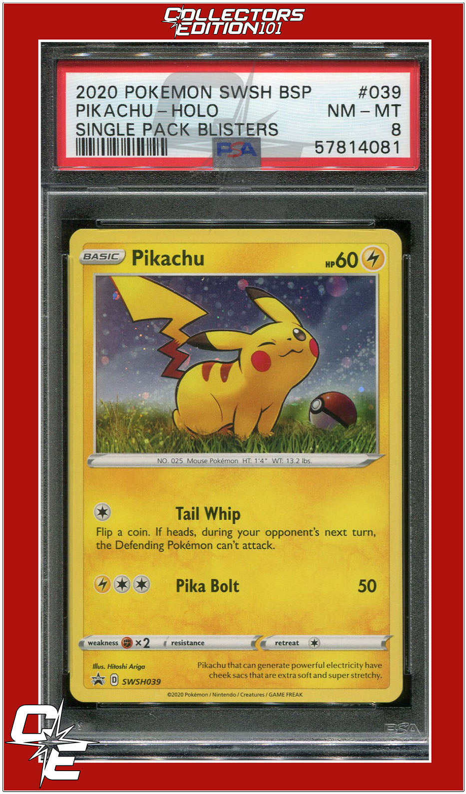 SWSH Black Star Promo 039 Pikachu Holo PSA 8