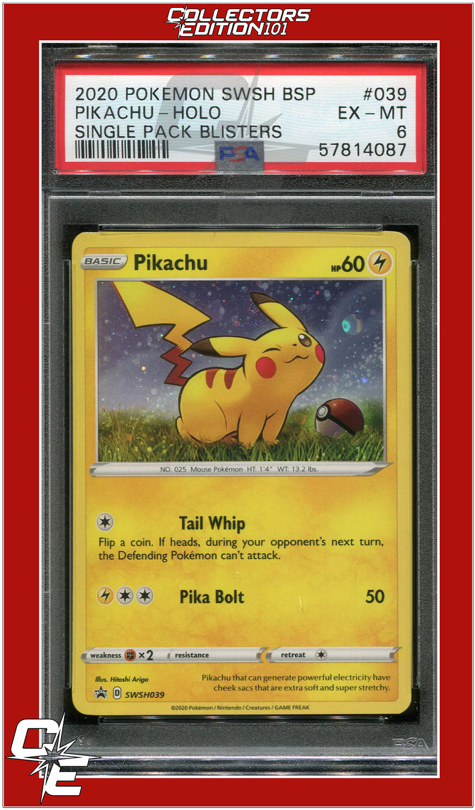 SWSH Black Star Promo 039 Pikachu Holo PSA 6